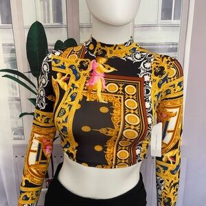 Timing Bold Baroque Style Print Print Reminiscent Of Versace Top. Size S